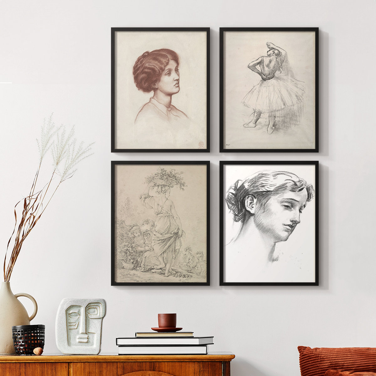 Winston Porter Vintage Sketch LXVII Framed Print - Set of 4 | Wayfair